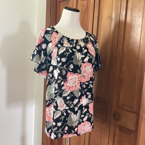 LOFT Floral Mixed Media Pullover Top, Size M - Picture 2 of 9